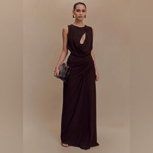 Meshki Oria Chiffon Maxi Dress - Cacao Brown